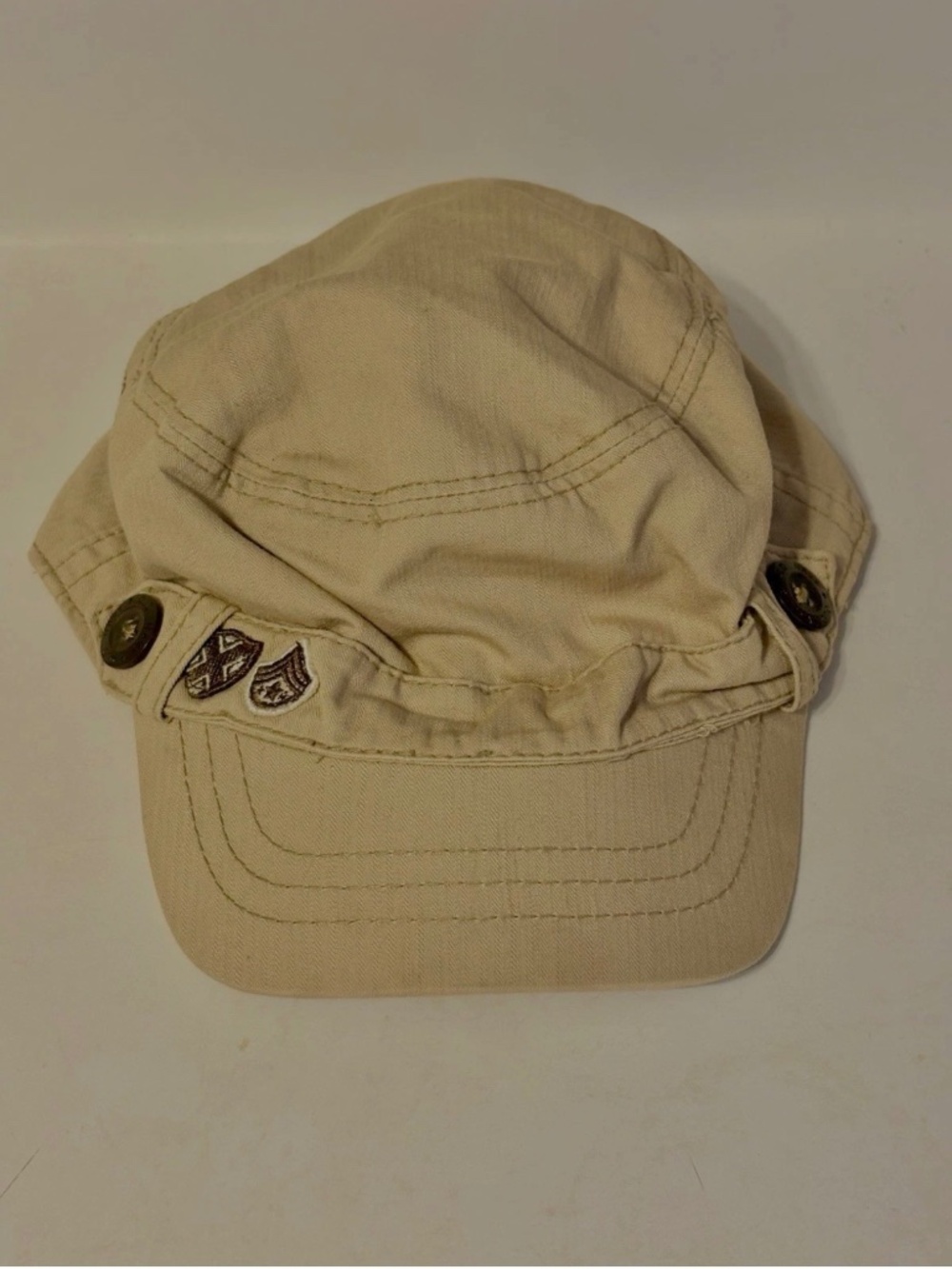 Girls Y2K Cadet Military Style Cap Hat Khaki Old Navy 12-24M 100% Cotton